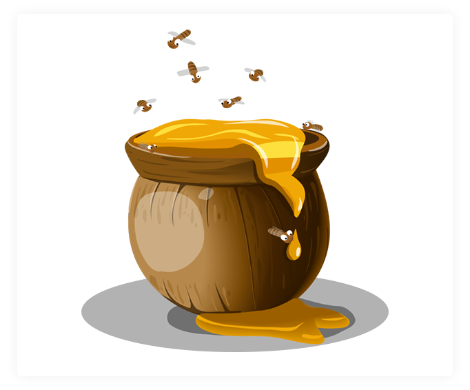 clipart of honey and bees nearby
