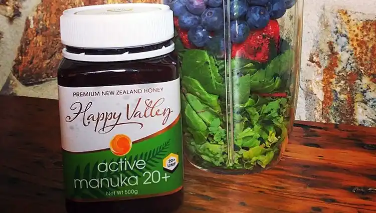 manuka honey stored in the kitchen cupboard